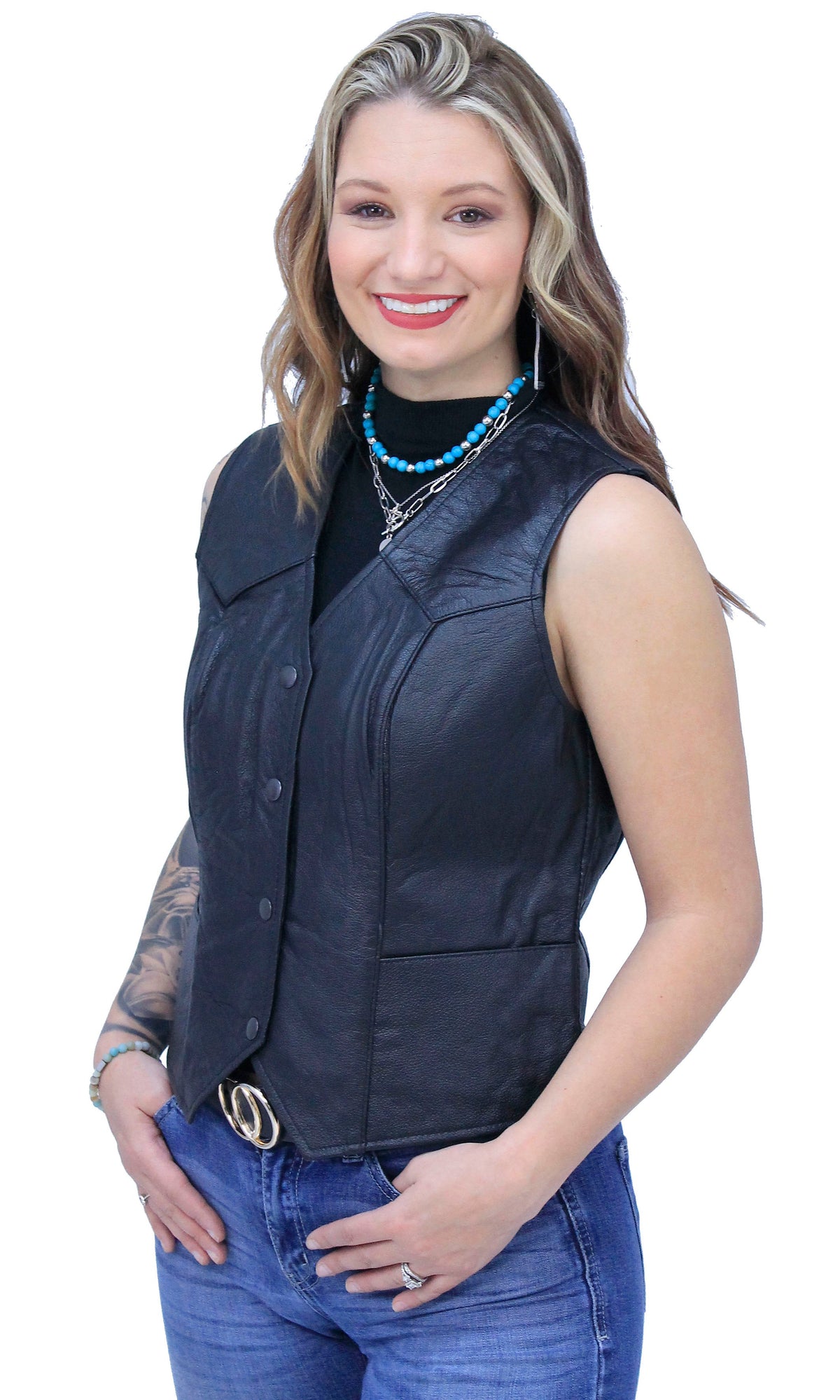 Premium Buffalo Leather Vest for Women #VL410K