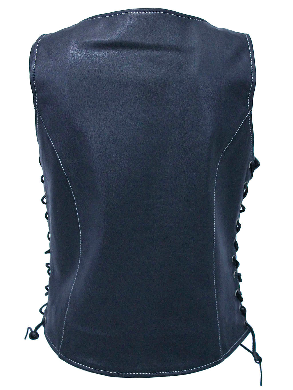 Flag Lined Women's Side Lace Leather Vest #VL6890USA ()