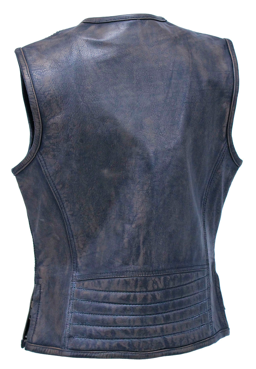 Women's Vintage Brown Conceal Pocket Leather Vest #VLA686GN (S-3X)