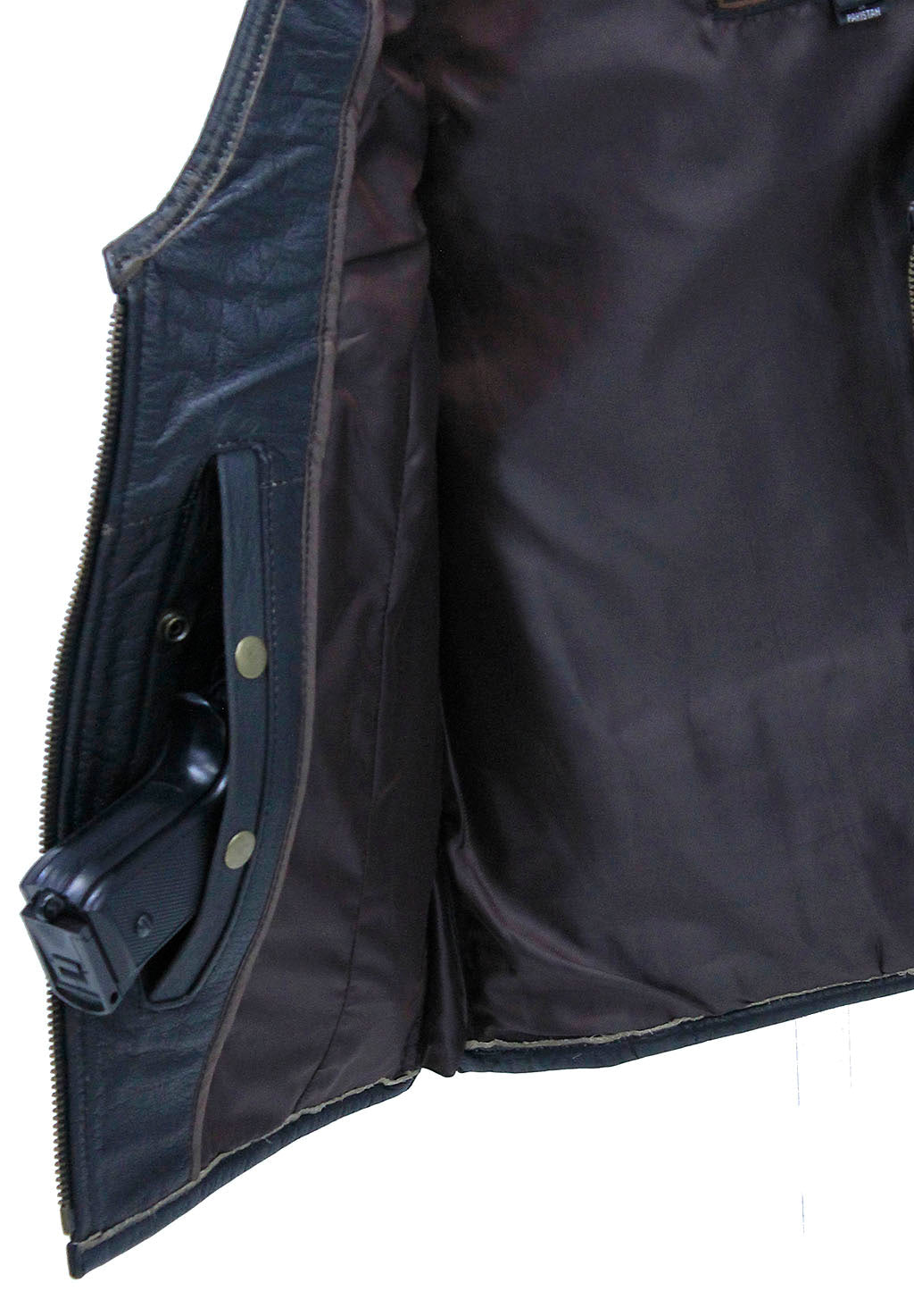 Women's Vintage Brown Conceal Pocket Leather Vest #VLA686GN (S-3X)
