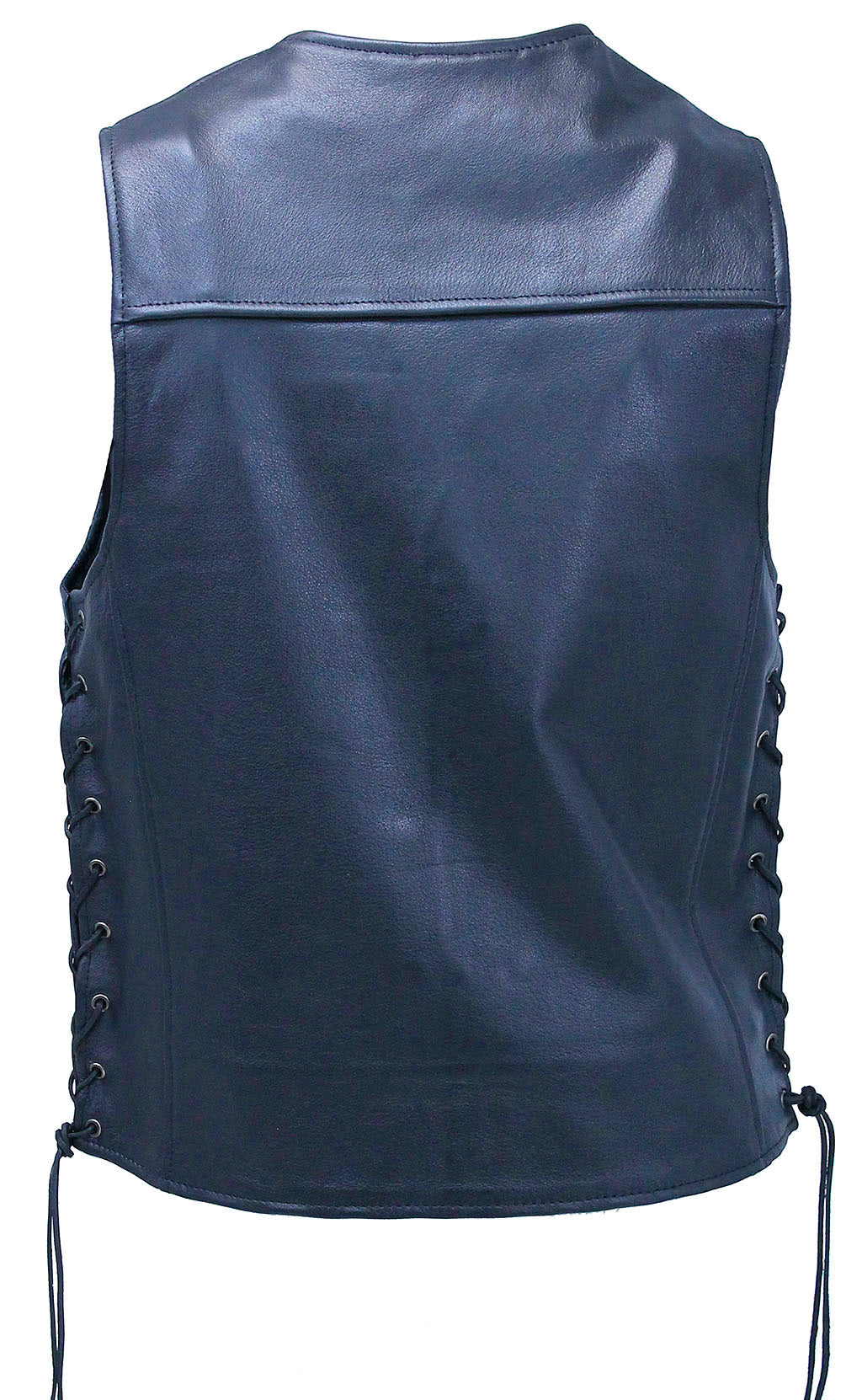 Chest Pocket Side Lace V-Neck Buffalo Leather Vest #VM2638GLK
