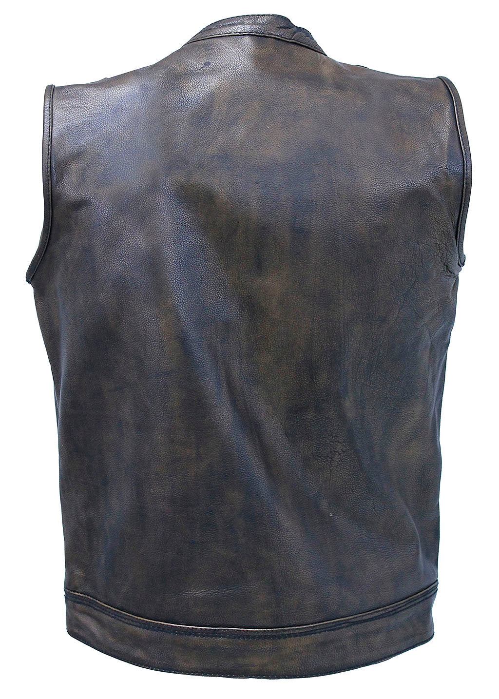 Vintage Brown Leather Concealed Pocket Club Vest #VM6401ZGN