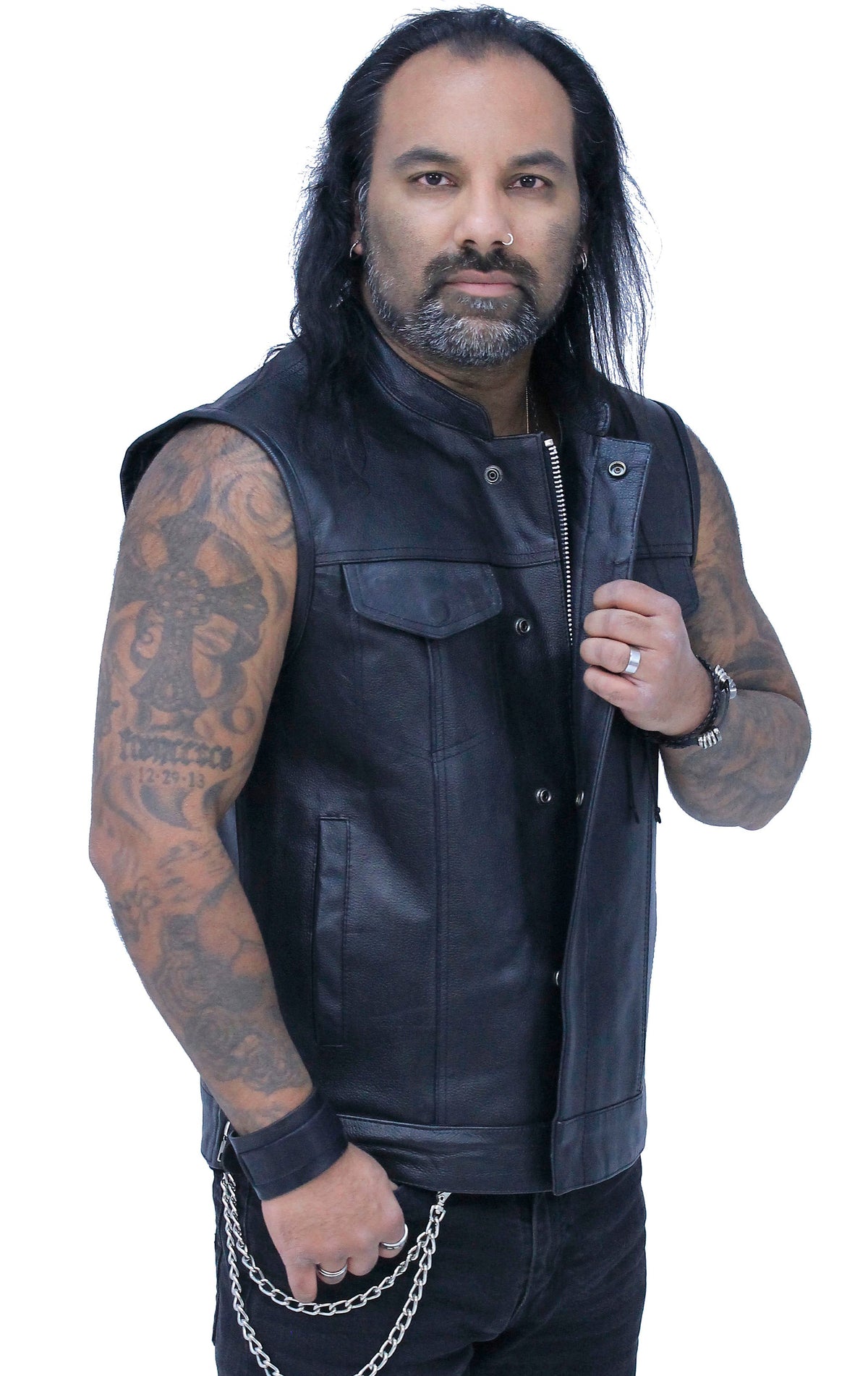Premium Buffalo Leather Snap & Zip Concealed Pockets Vest #VM6655GK