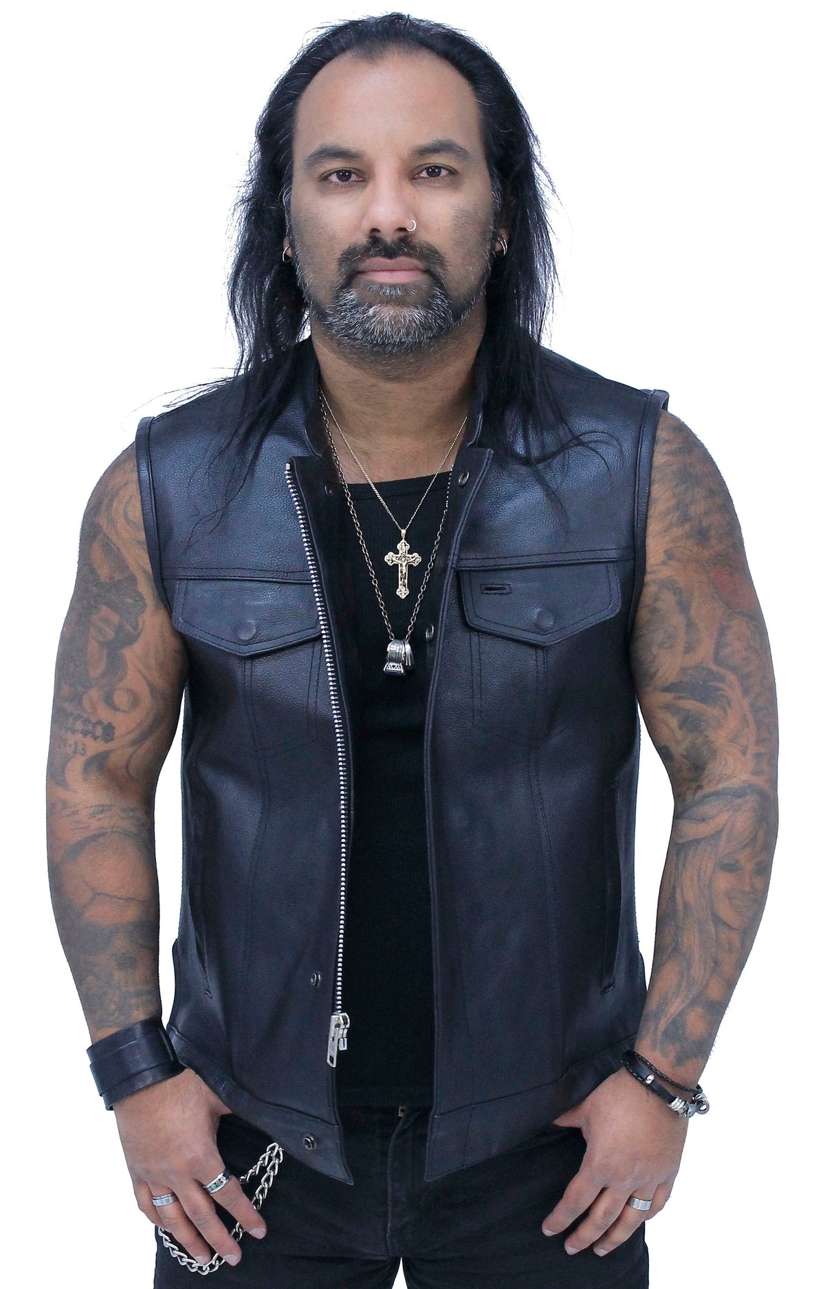 Premium Buffalo Leather Snap & Zip Concealed Pockets Vest #VM6655GK