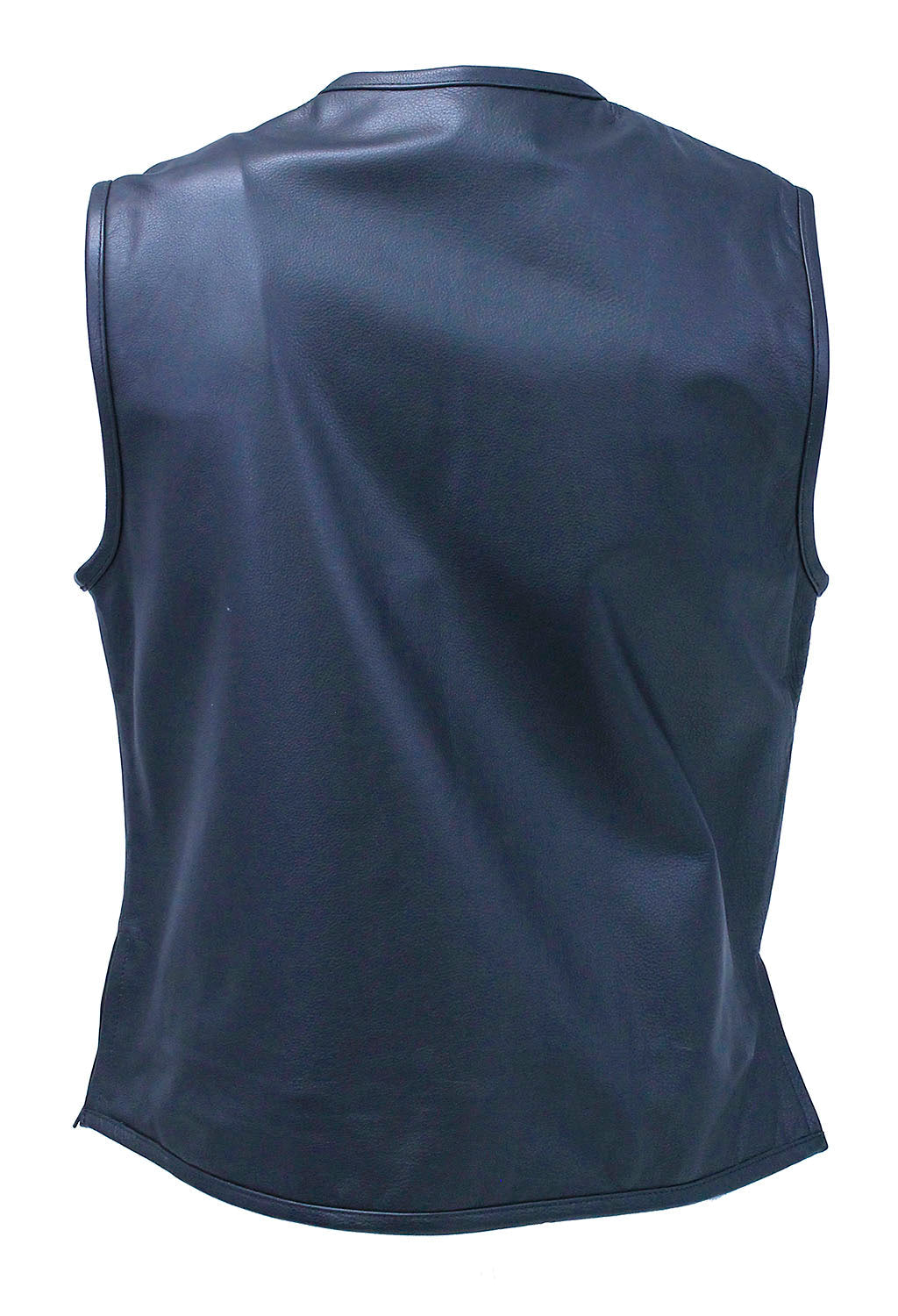 Men's Collarless Leather Zipper Club Vest with 4 Zip Pockets #VM6721GZK
