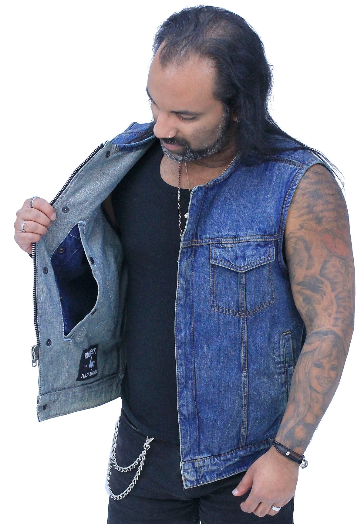 Blue Denim Club Vest w/Easy Access Pocket #VMC624GU