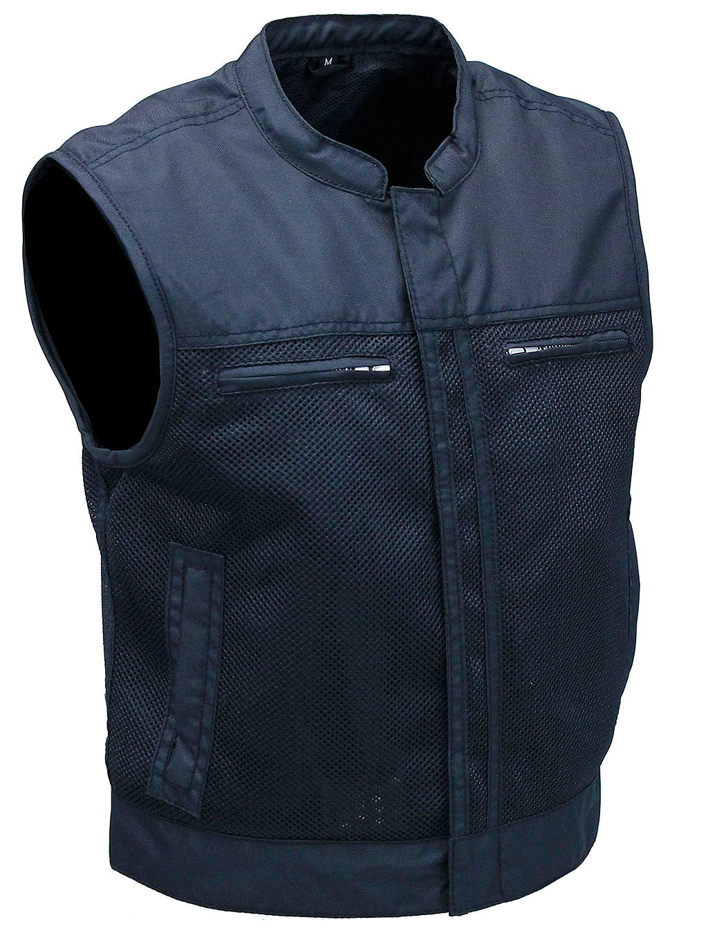 Short Men's Black Moto Mesh Club Vest w/Concealed Pockets #VMC6500VGK