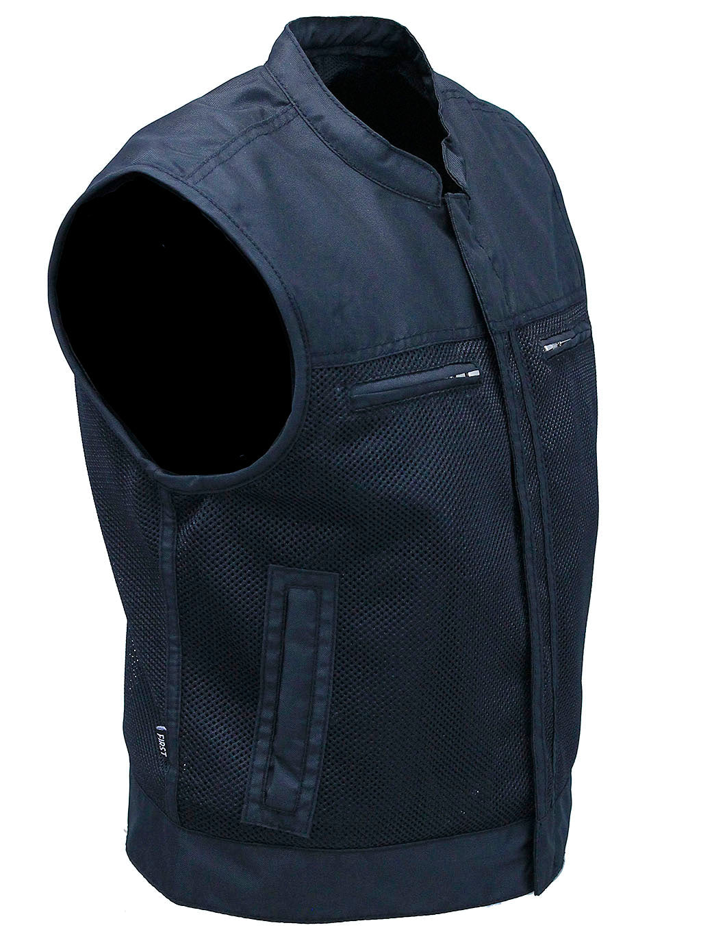 Short Men's Black Moto Mesh Club Vest w/Concealed Pockets #VMC6500VGK
