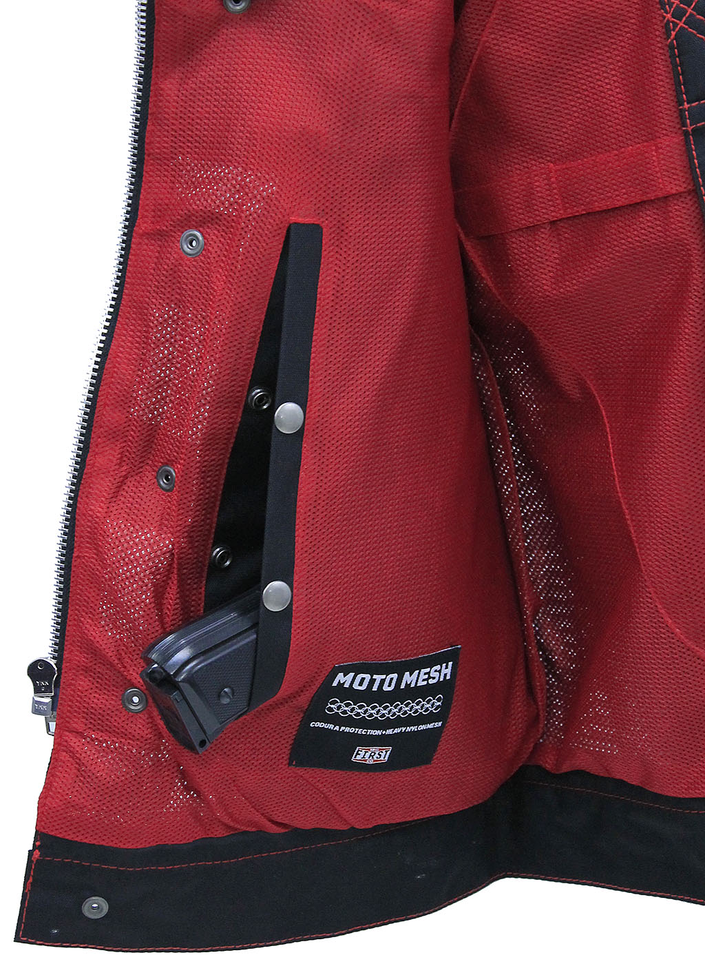 Men's Red Stitched Quilted Moto Mesh Club Vest #VMC6536QVR