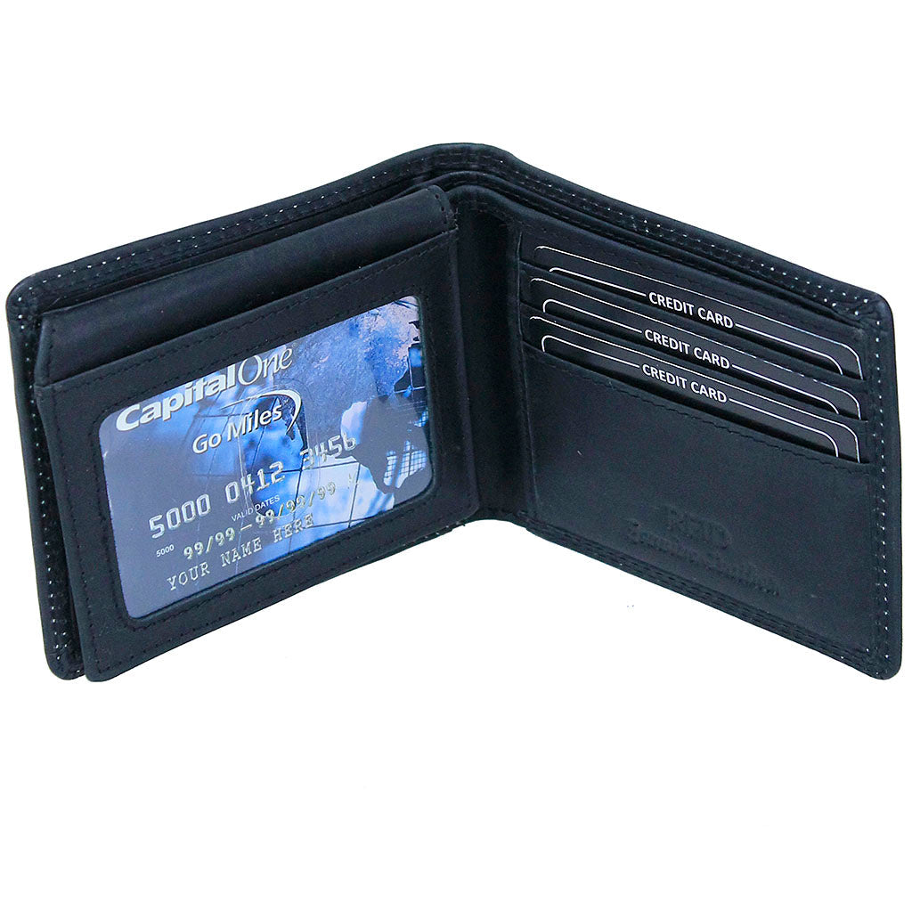 American flag RFID Bifold Leather Wallet in Black #WC040KFLAG