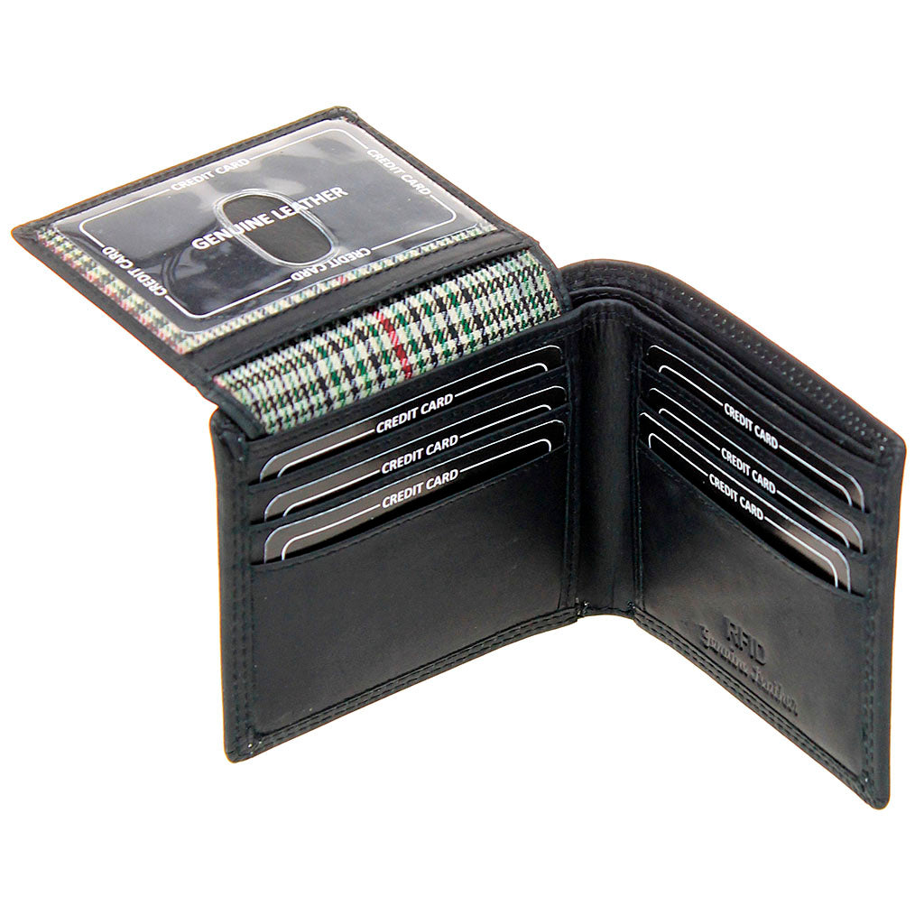 Embossed Flaming Motorcycle Black Bifold Leather RFID Wallet #WB070MCKID