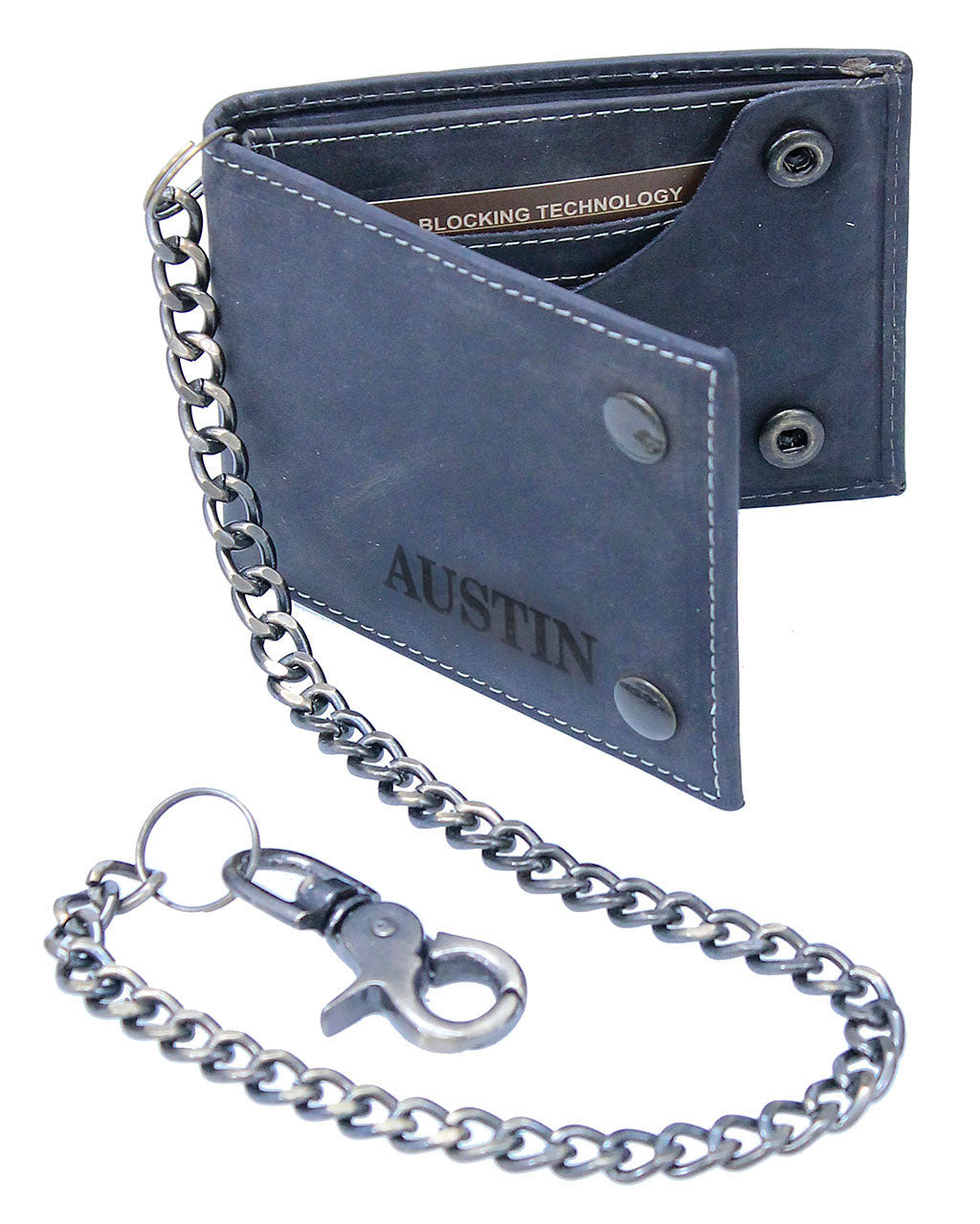 RFID Charcoal Bifold Chain Wallet w/Snaps #WC513530K