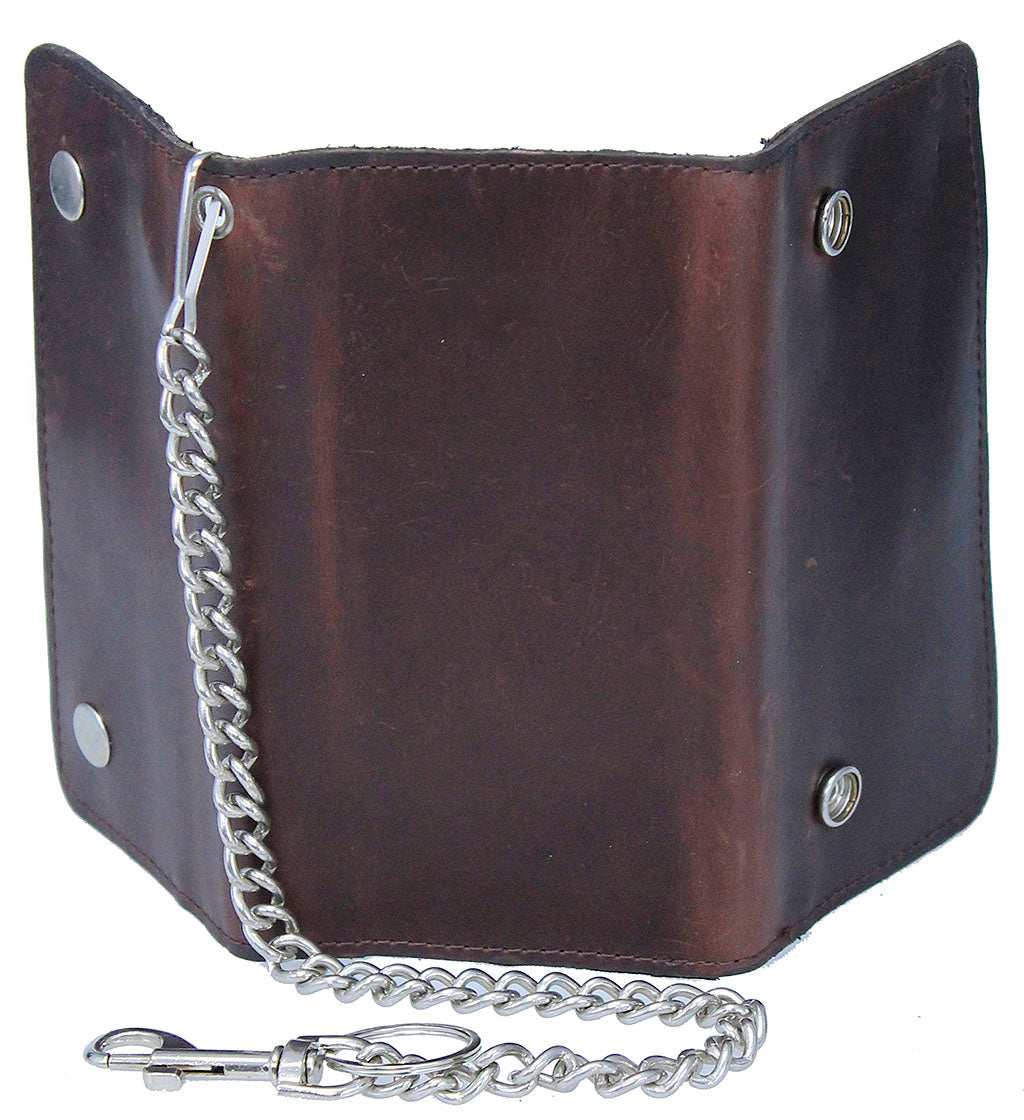 Large Oil Tanned Brown Multi-Compartment Chain Wallet #WC57671N
