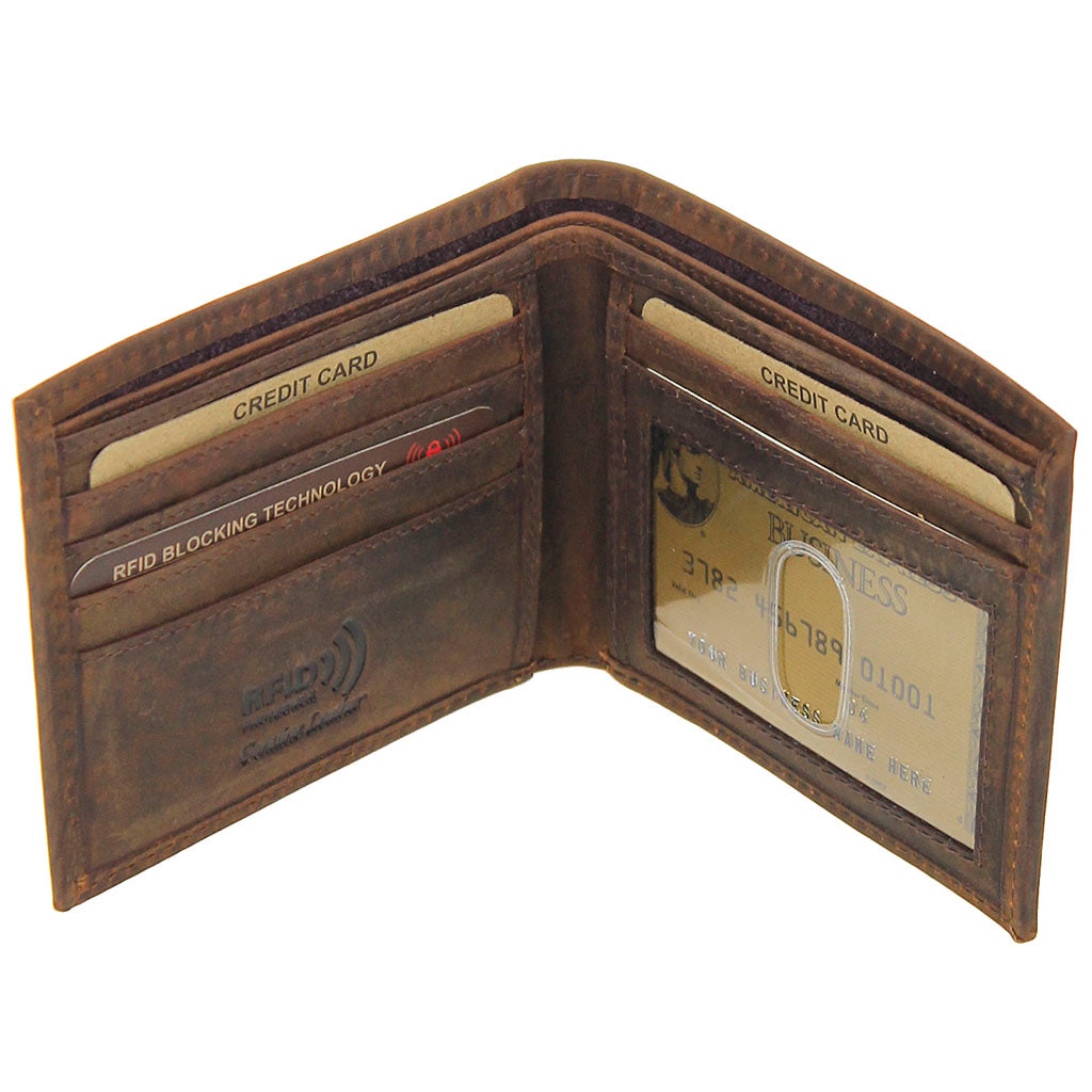 Vintage Brown Bifold RFID Wallet w/ID Window #WM13011NID