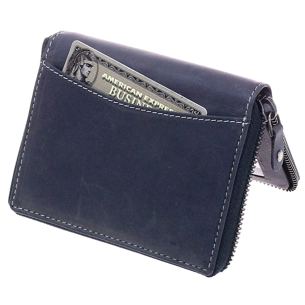 Vintage Black 12 Pocket Zip Around Organizer RFID Wallet #WZ51323KID