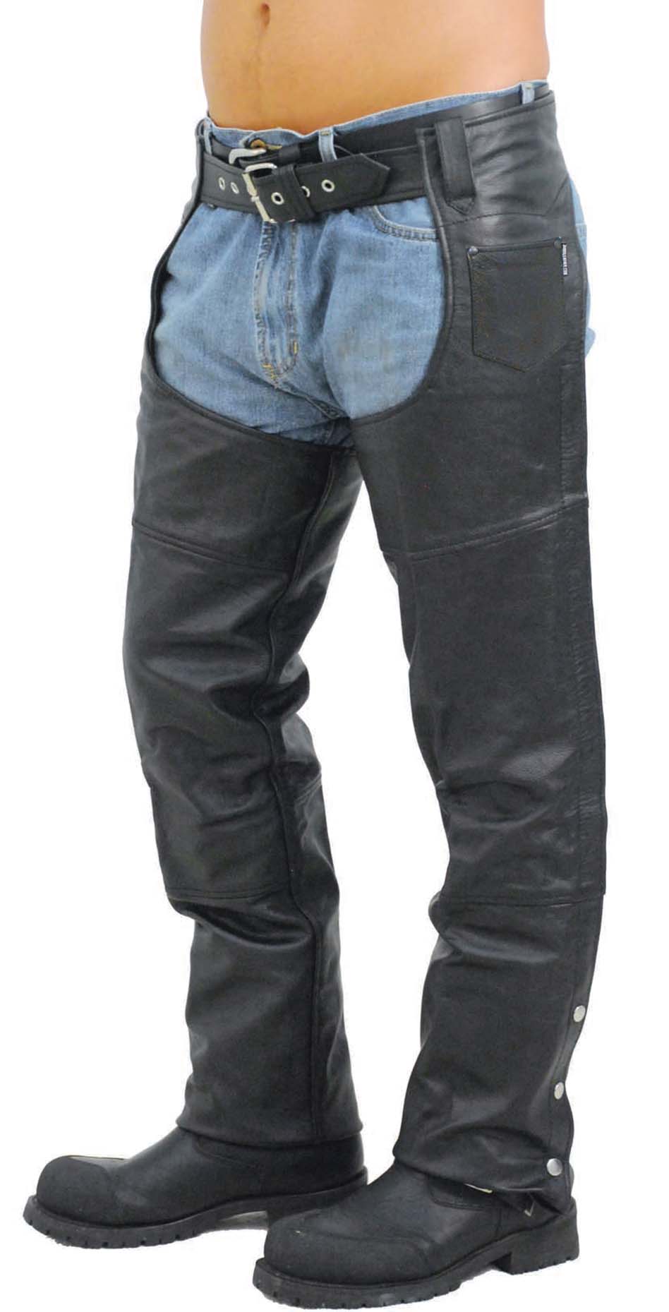 Classic Black Buffalo Leather Chaps #C8000 (XXS-S,2X-9X)