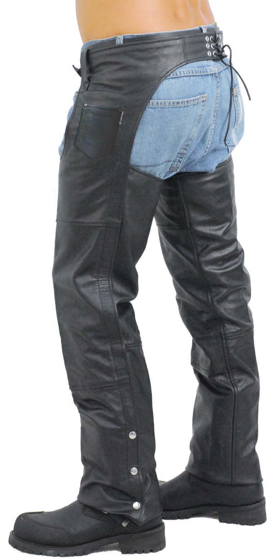 Classic Black Buffalo Leather Chaps #C8000 (XXS-S,2X-9X)