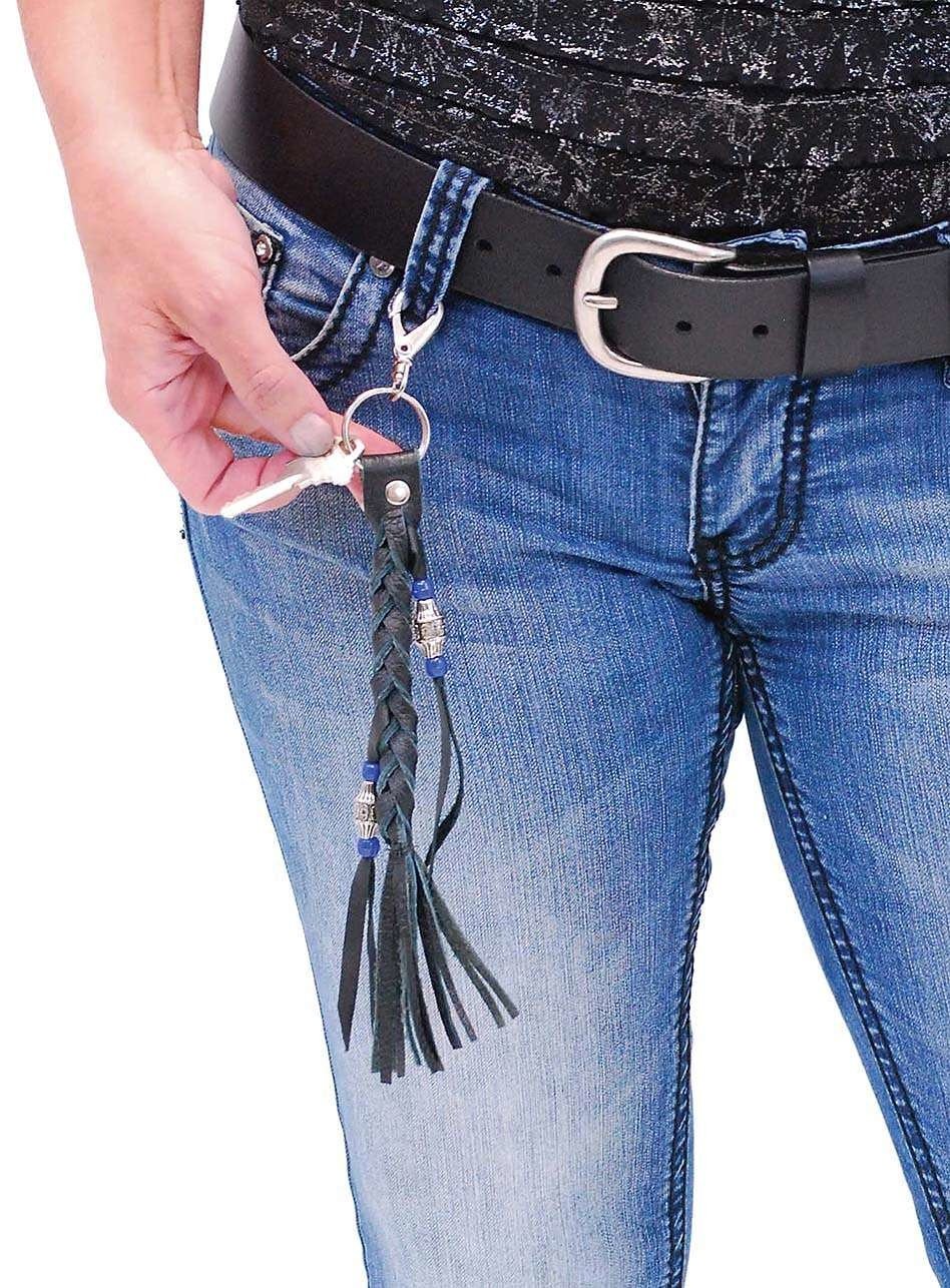 Jamin Leather Braided Bead Key Chain Tassel Key Ring Made in USA #AKC9038K