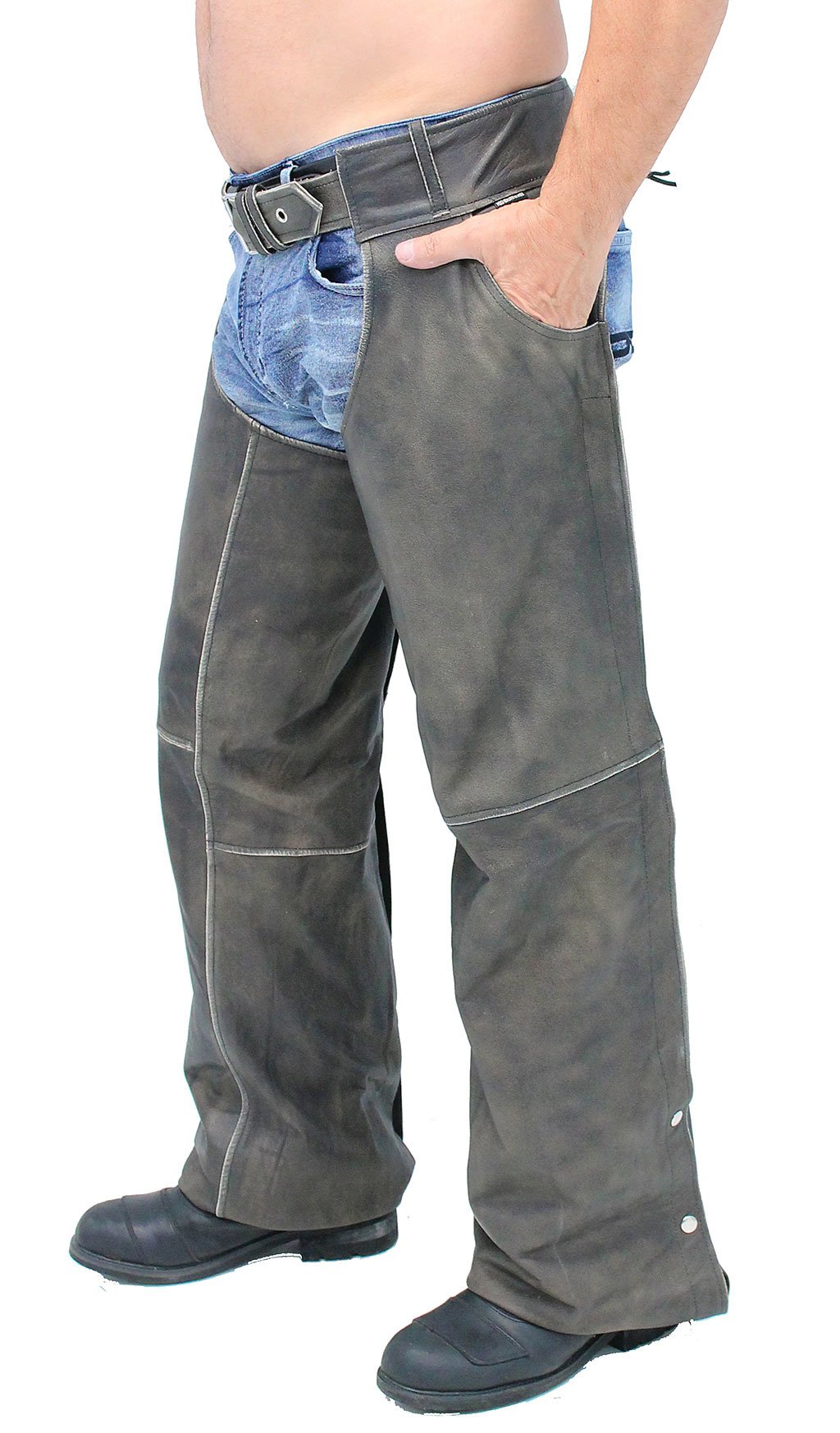 Vintage Brown Leather Pocket Chaps #CA7222PN (XS-M,2X-3X)