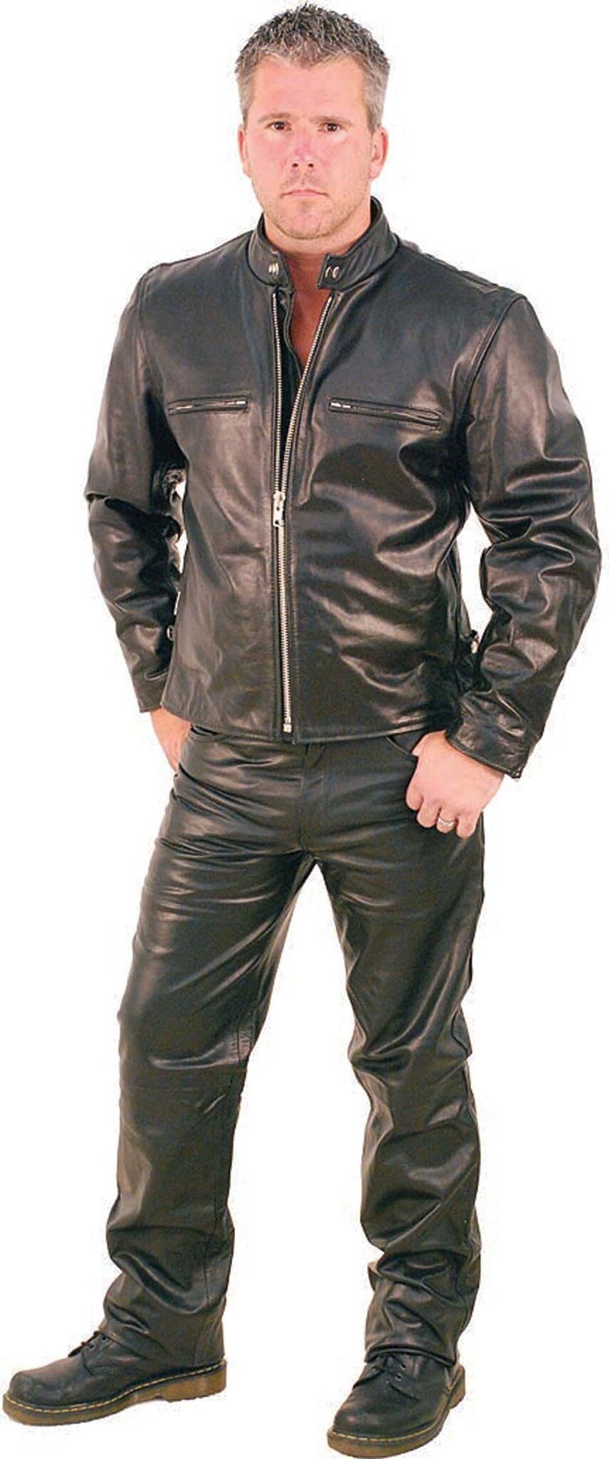 Rebel Rider Cafe Racer Leather Motorcycle Jacket #M11025 (48-54)