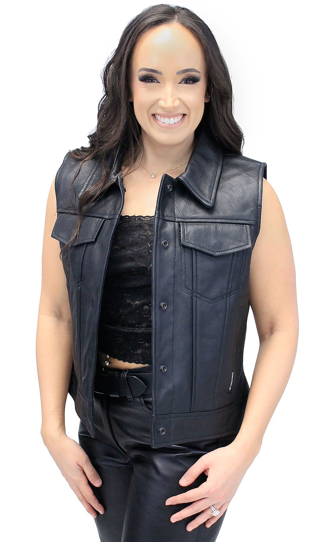 Women's Heavy Leather Club Vest w/Concealed Pockets #VL1015HGK (S-3X)
