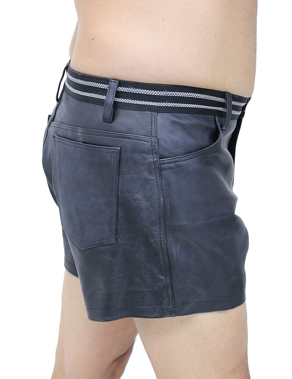 Men's Reflector Trim Ultra Premium Leather Shorts #SHM1074RK (32-38)