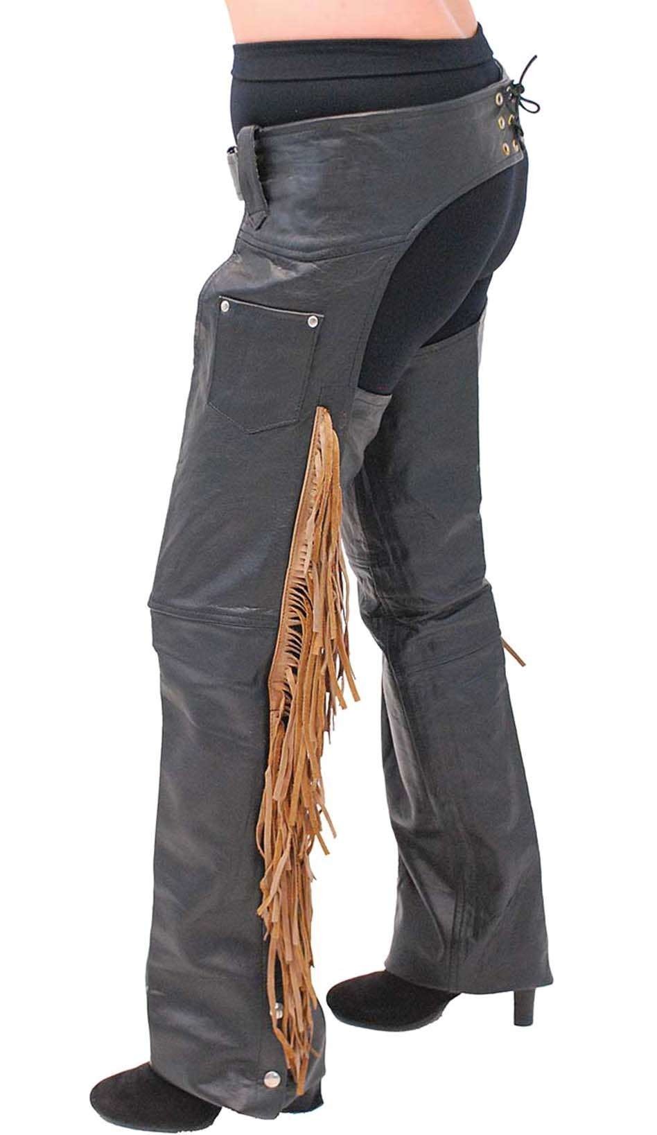 Brown Fringe Premium Leather Chaps - Special #C116FKN (L-3X)