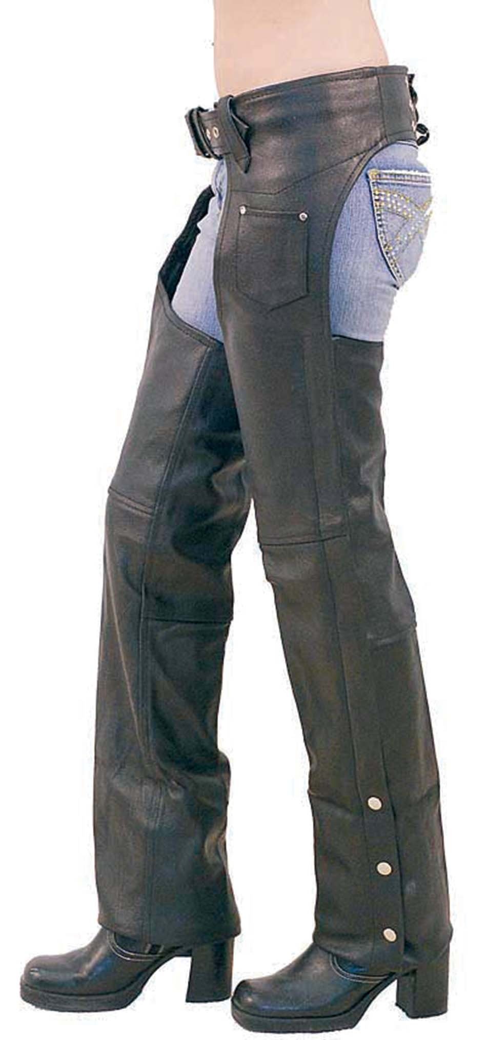 Classic Black Buffalo Leather Chaps #C8000 (XXS-S,2X-9X)