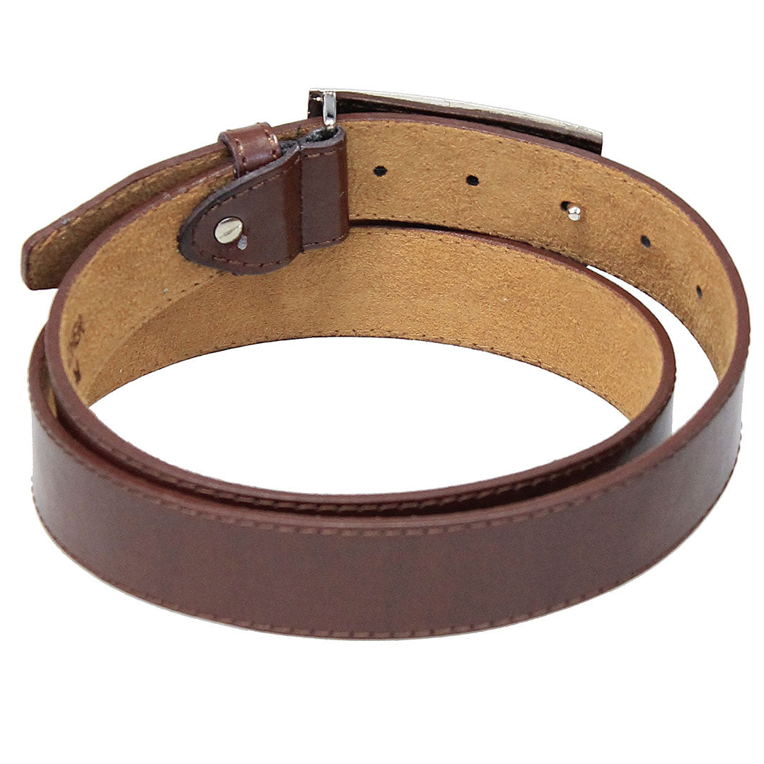Brown Dress Belt with Chrome Buckle #BT2030N ()