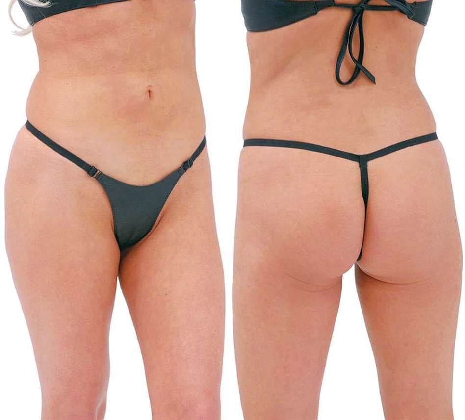 Women's Black Genuine Leather G String #UG400