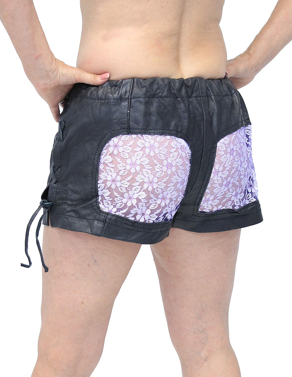 Purple Lace Butt Leather Boxer Shorts #SH0014LSPU (3-11)