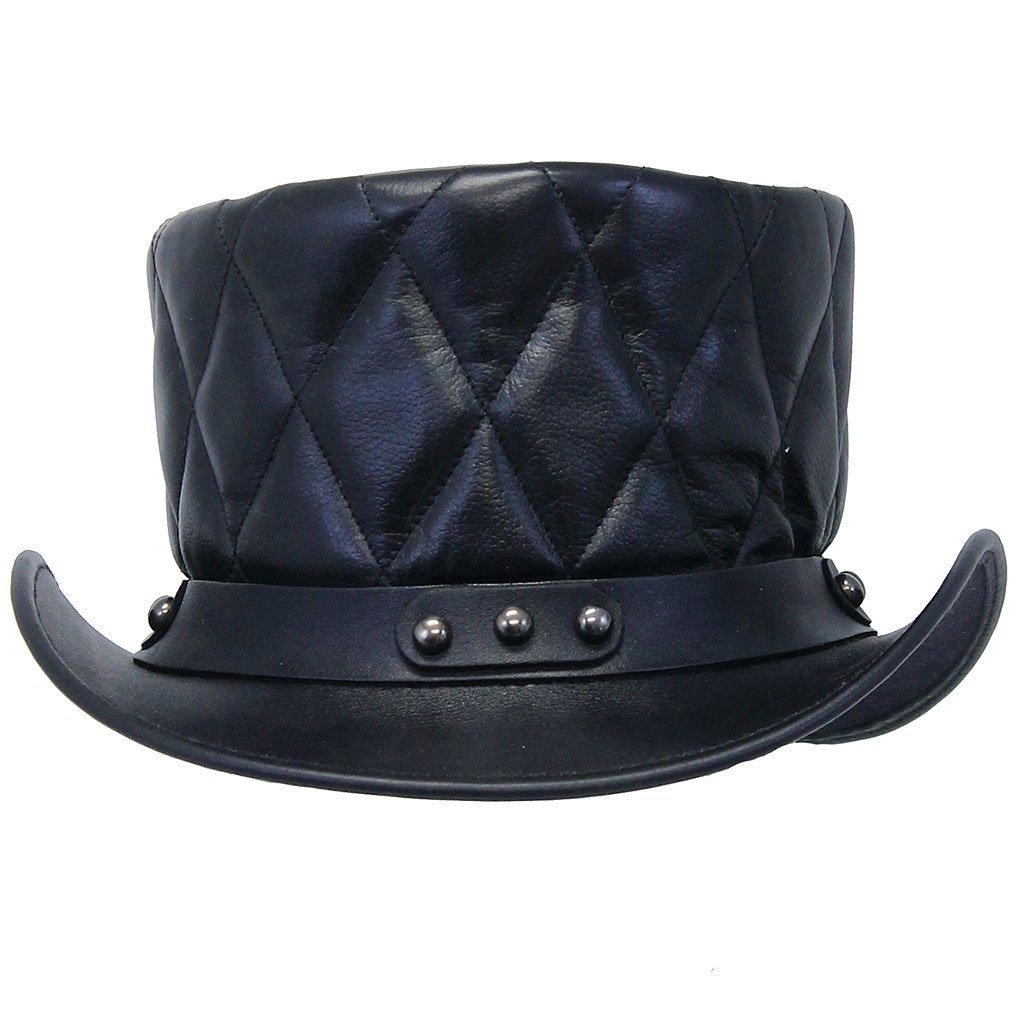 Black Quilted Leather Tophat #H2207QK ()