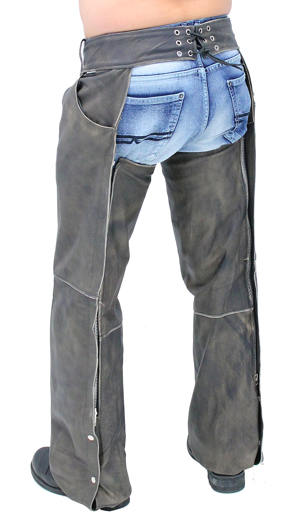 Vintage Brown Leather Pocket Chaps #CA7222PN (XS-M,2X-3X)