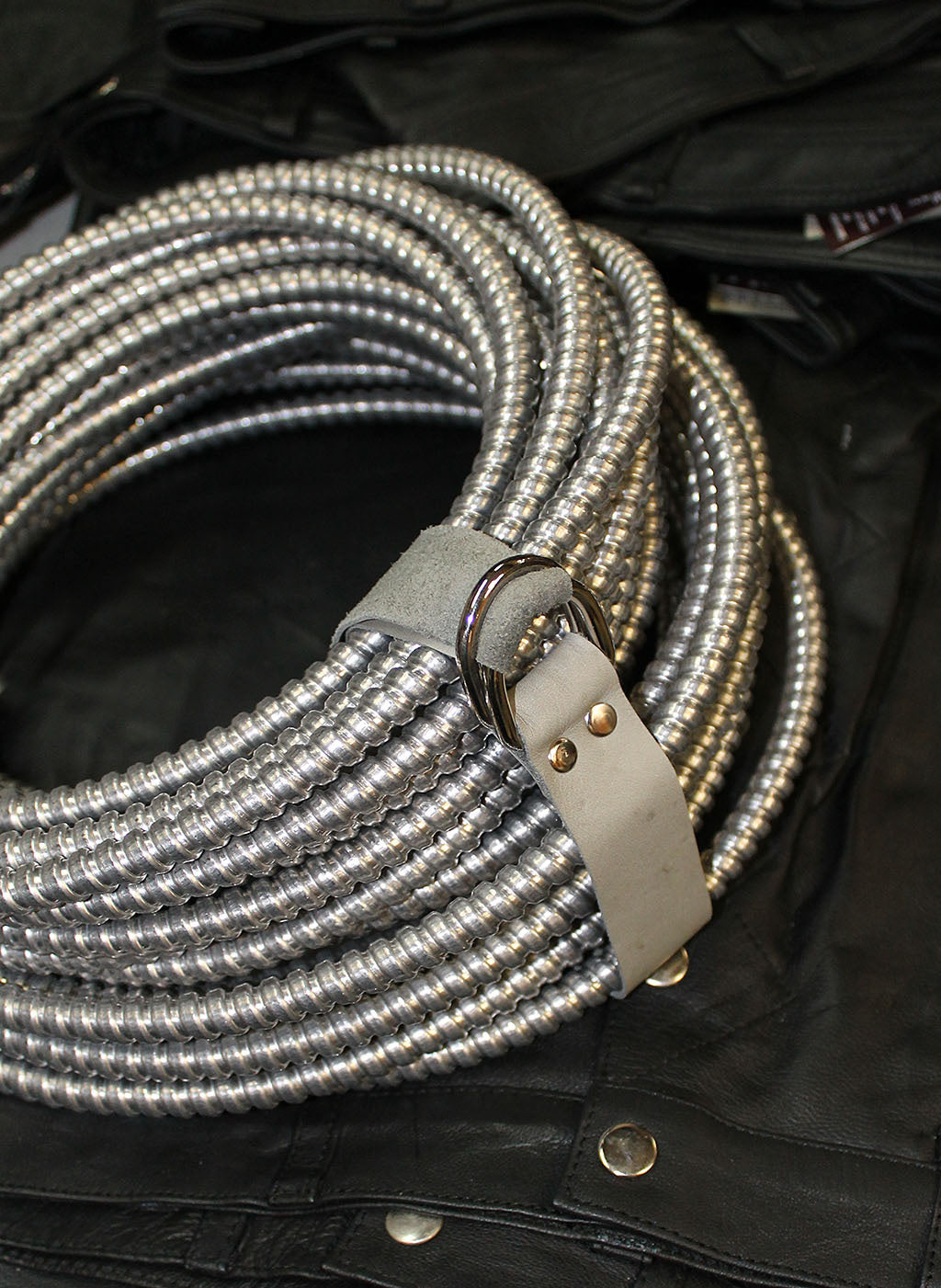 Leather Tie Downs w/Double D-Rings Gray #ATD2403DDG