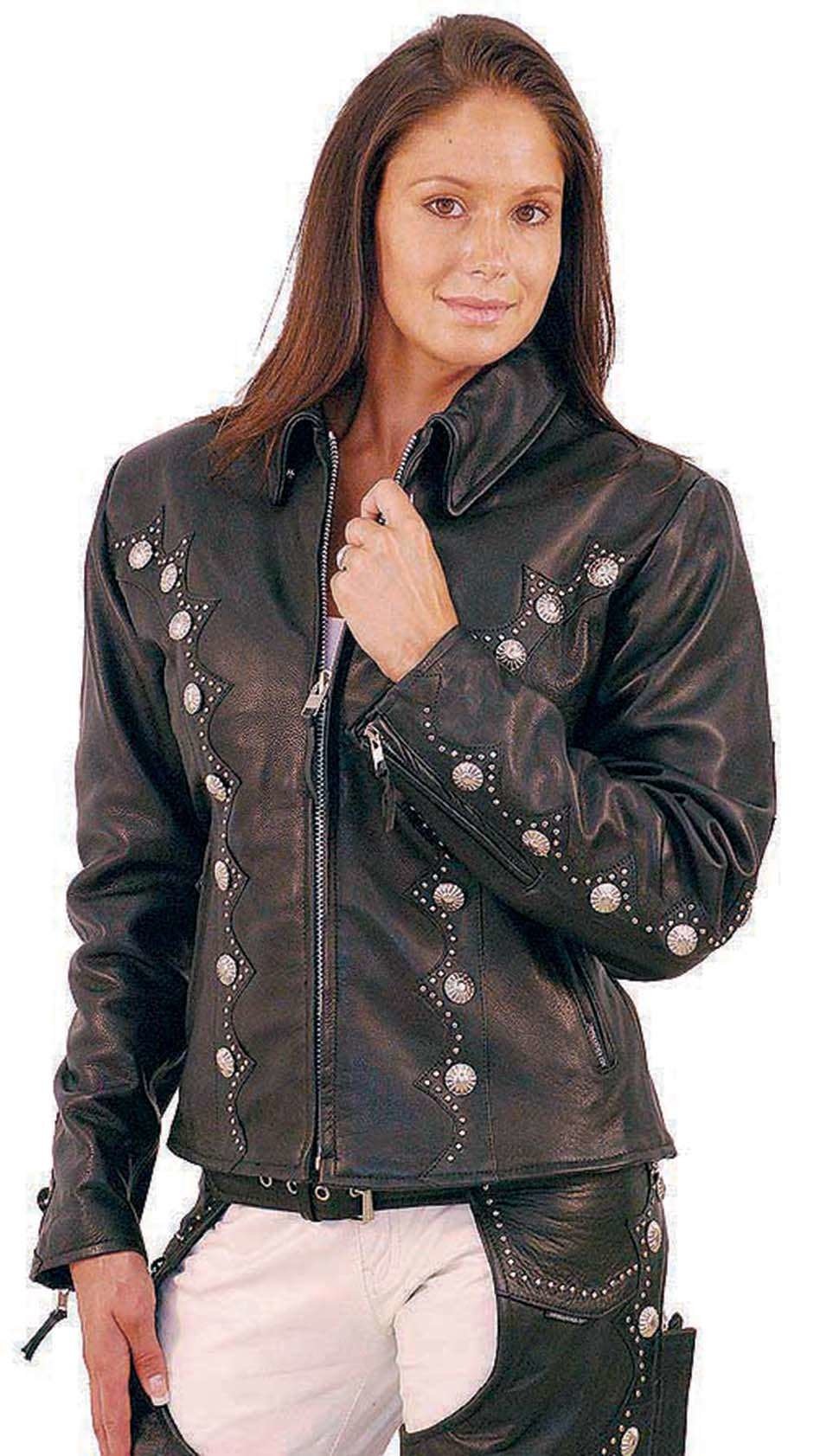 Western Leather Jacket w/Conchos & Studs #L5076SZK (3X-5X)