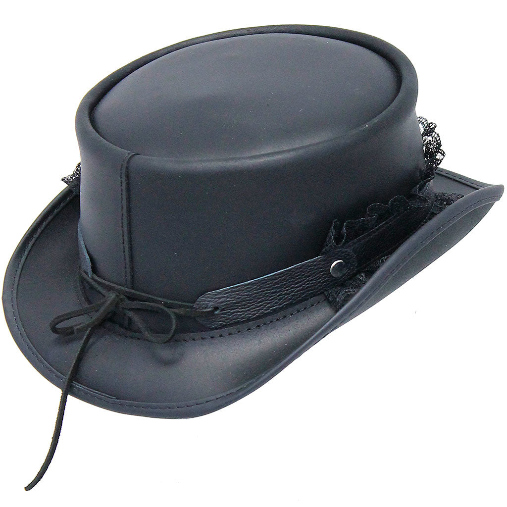 Black Leather and Lace Hatband #HB-LACEK ()
