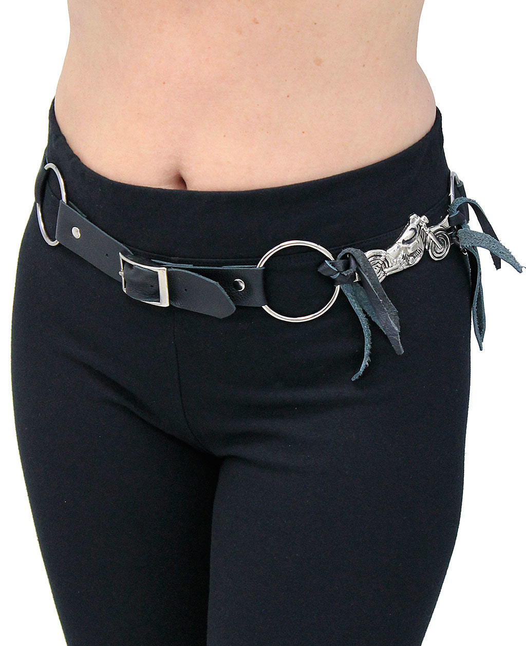 Motorcycle Ring Belt with Adjustable Leather #BT2208RBIK ()