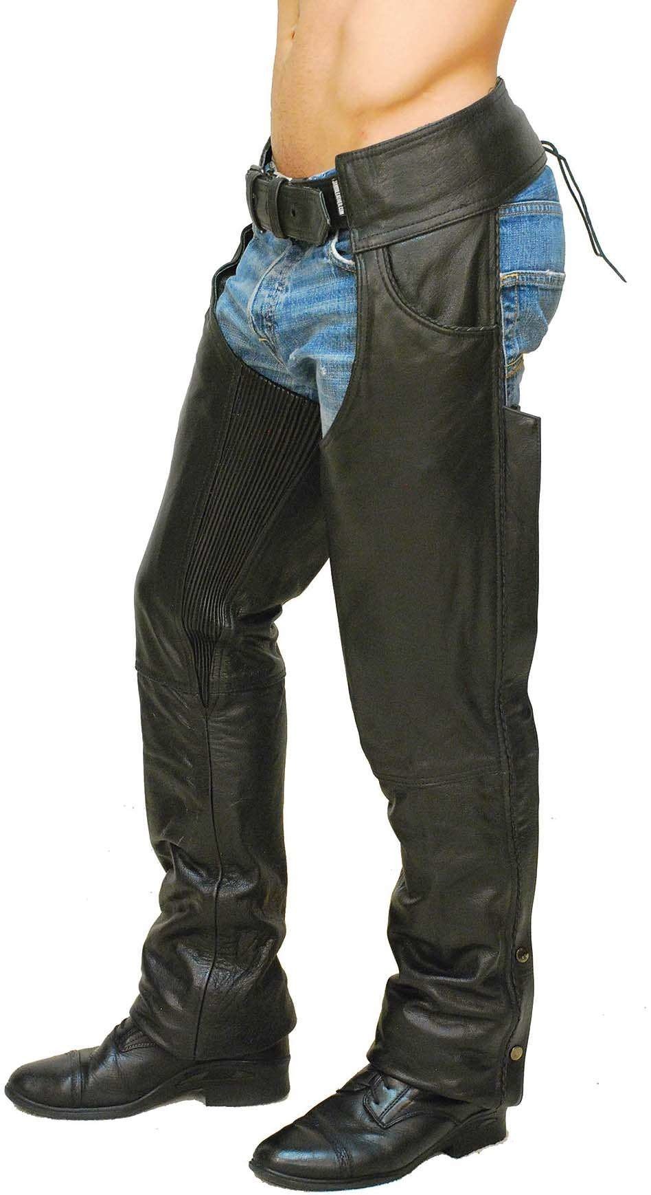 Premium Buffalo Leather Chaps w/Pant Pockets #C1125BP (XS-XL,4X-8X)
