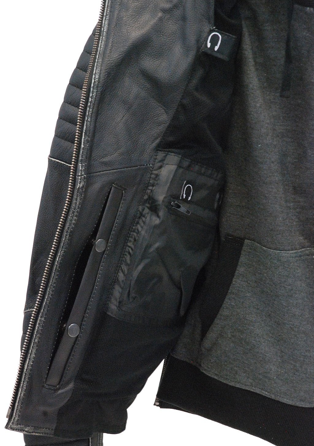 Women's Vented Concealed Pocket Motorcycle Jacket with Hoodie #LA2516VHK ()