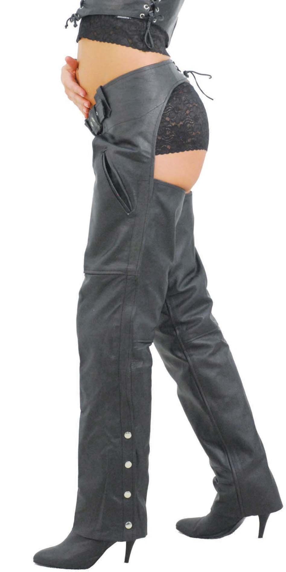 Unisex Leather Motorcycle Pocket Chaps - Special #C2100SP (S,2X-6X)
