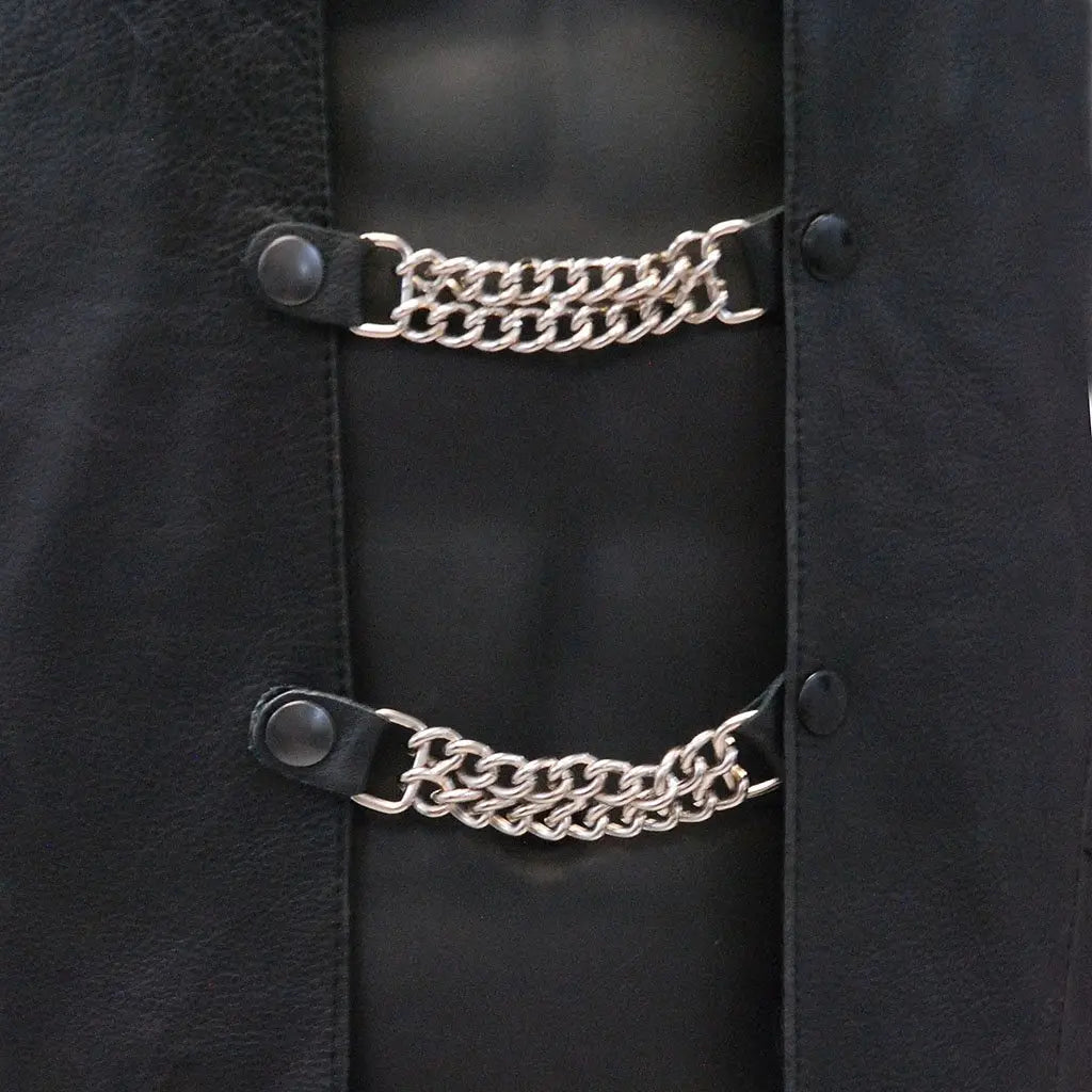 Black Snap Chain Vest Extenders with Leather #VC2K