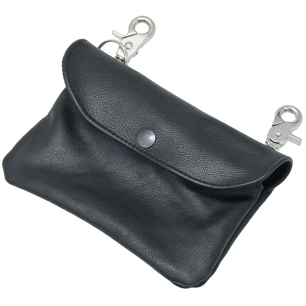 Black Leather Clip-On Hip Clip Bag #PKK13065K ()