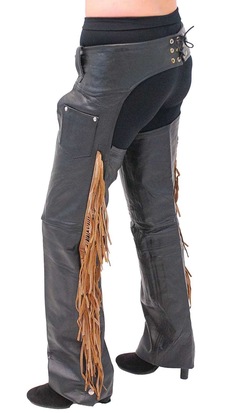 Brown Fringe Premium Leather Chaps - Special #C116FKN (L-3X)