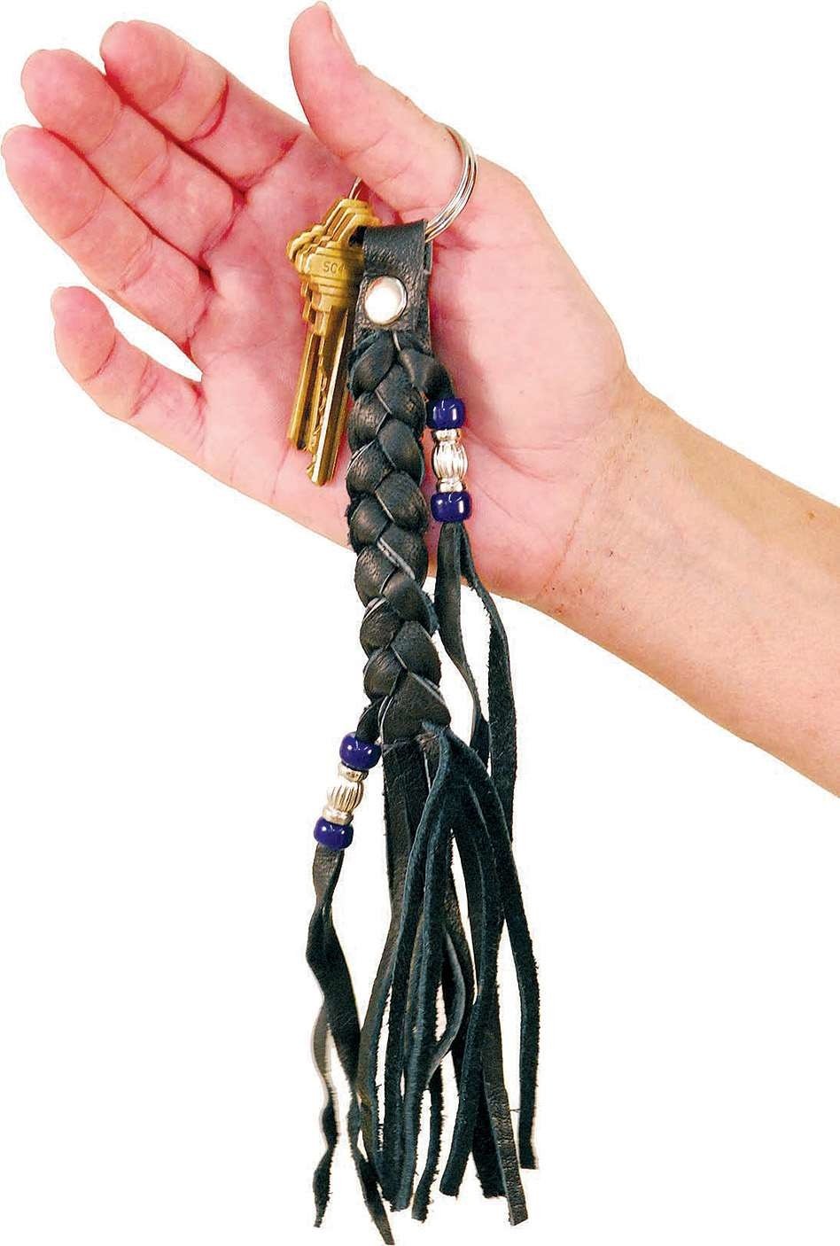 Jamin Leather Braided Bead Key Chain Tassel Key Ring Made in USA #AKC9038K