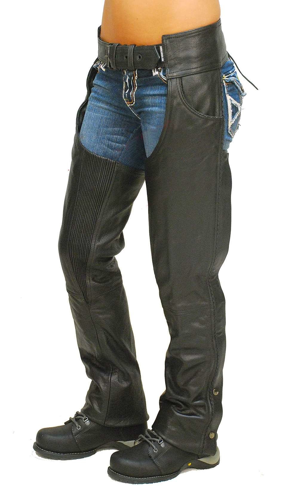 Premium Buffalo Leather Chaps w/Pant Pockets #C1125BP (XS-XL,4X-8X)