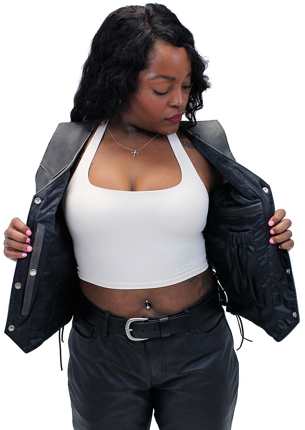 Vintage Brown Leather Vest for Women w/Side Lacing #VLA516LDN ()