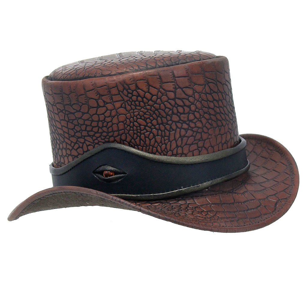 Brown Leather Alligator Eye Tophat #H2206EYEN ()