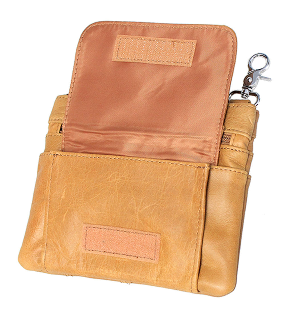 Large Light Brown Double Clip Pouch Hip Clip Bag #PKK30979XN ()