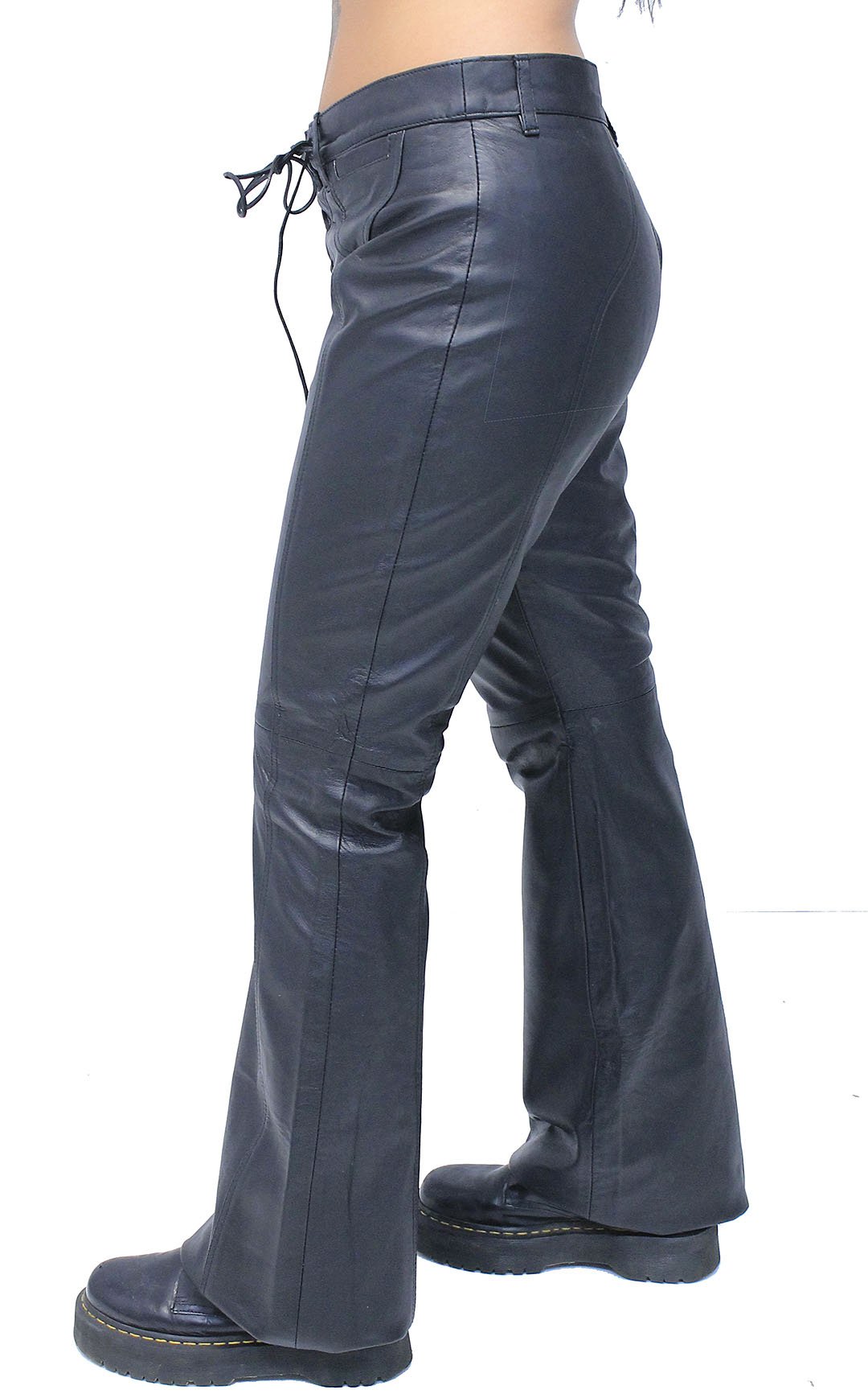 Bell Bottom Lace Up Genuine Leather Pants for Women #LP2071LK (4-18)