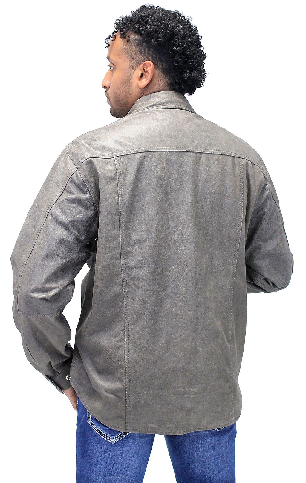 Rich Brown Leather Shirt - Jean Style #MS9011N (L-3X)